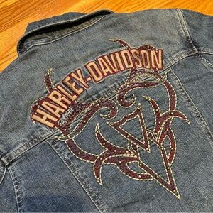 Harley Davidson y2k style denim jacket